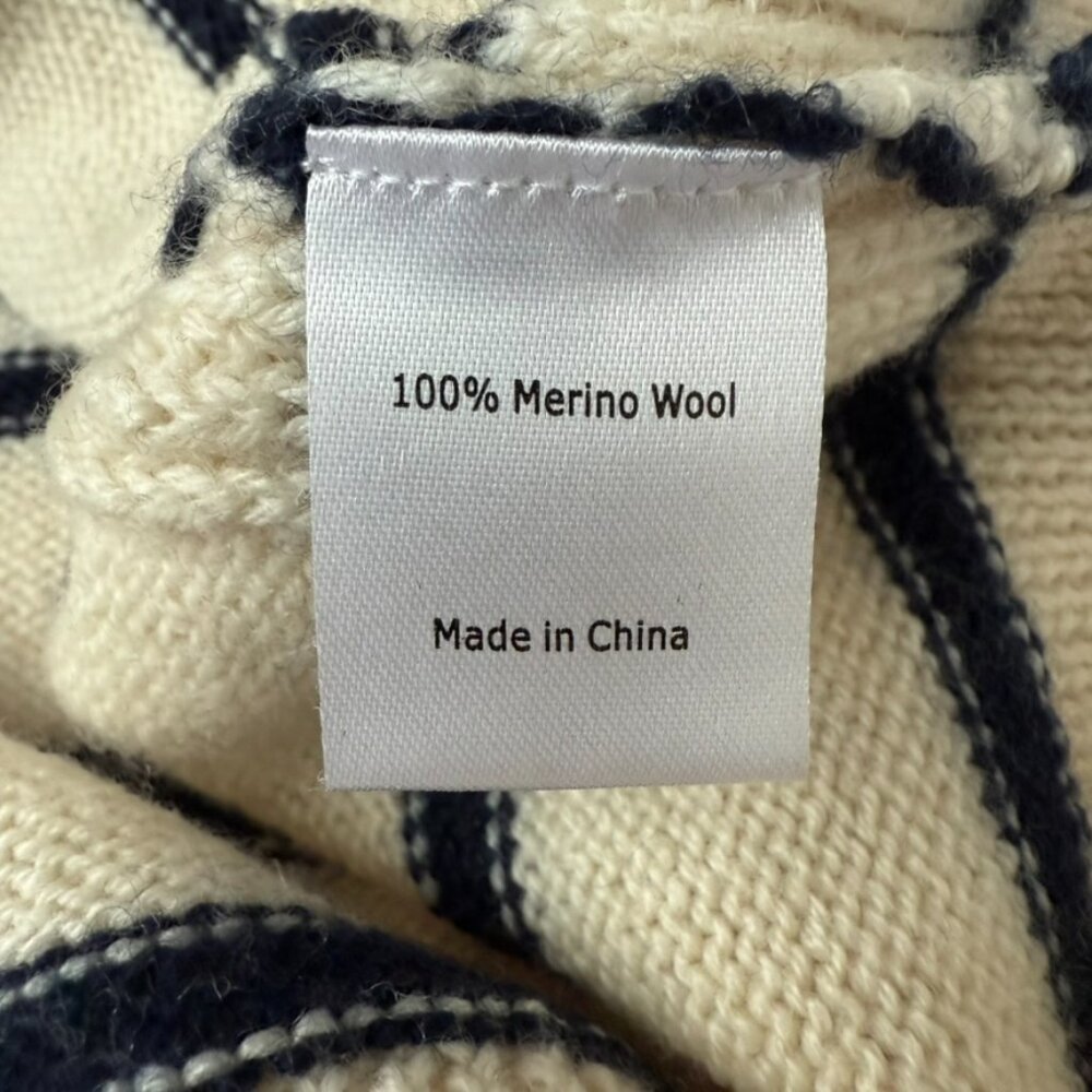 La Ligne Bastien Merino Wool Striped Quarter Zip Sweater Small - Picture 4 of 5